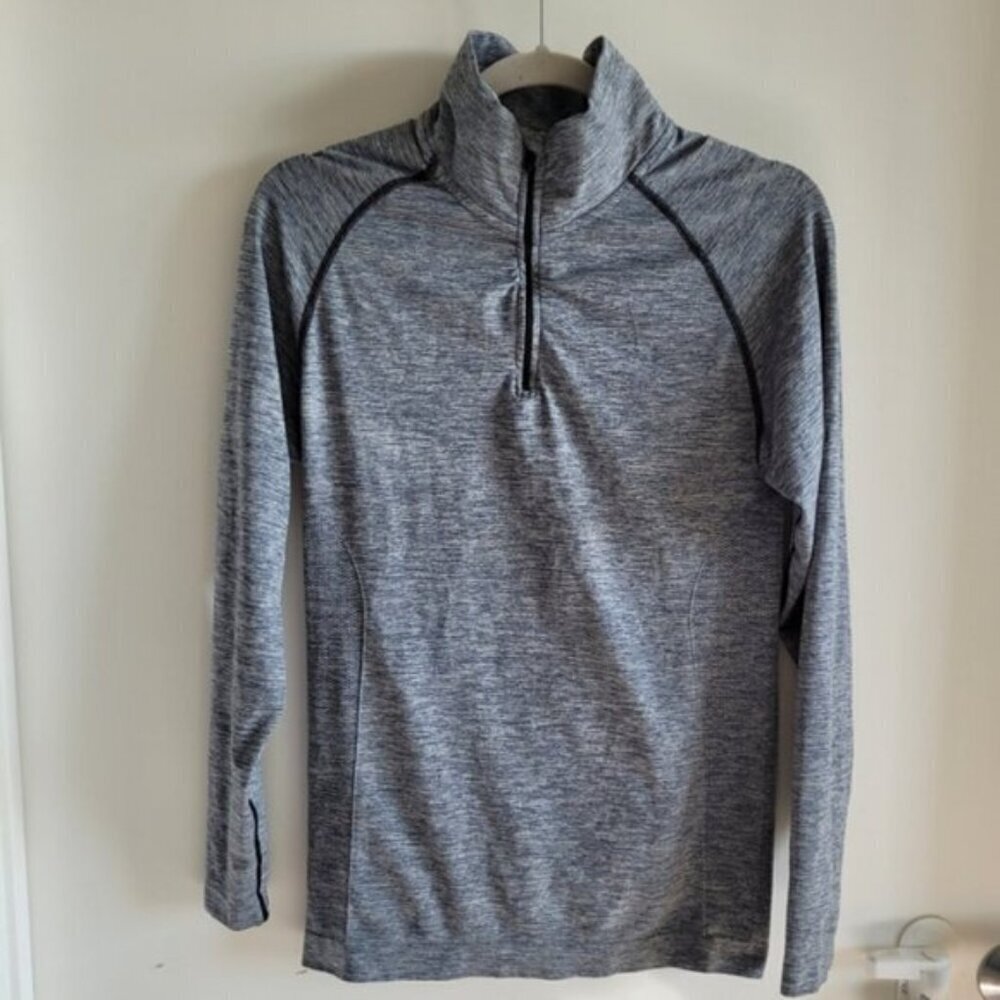 Alphalete Heathered Grey Half Zip Long Sleeve Top Size  Small